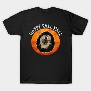 Happy Fall Y'All Hedgehog Fall Autumn Wildlife T-Shirt